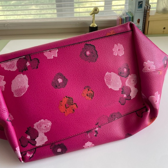 Coach Leather Fuschia Pink City Tote w/ Vibrant Floral Shoulder Bag - Picture 9 of 15